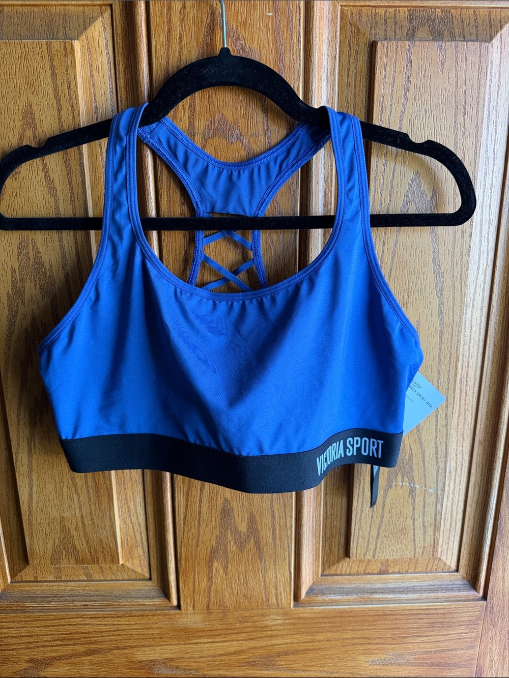 Victoria Sport Royal Blue Racerback Sports Bra with Black Band